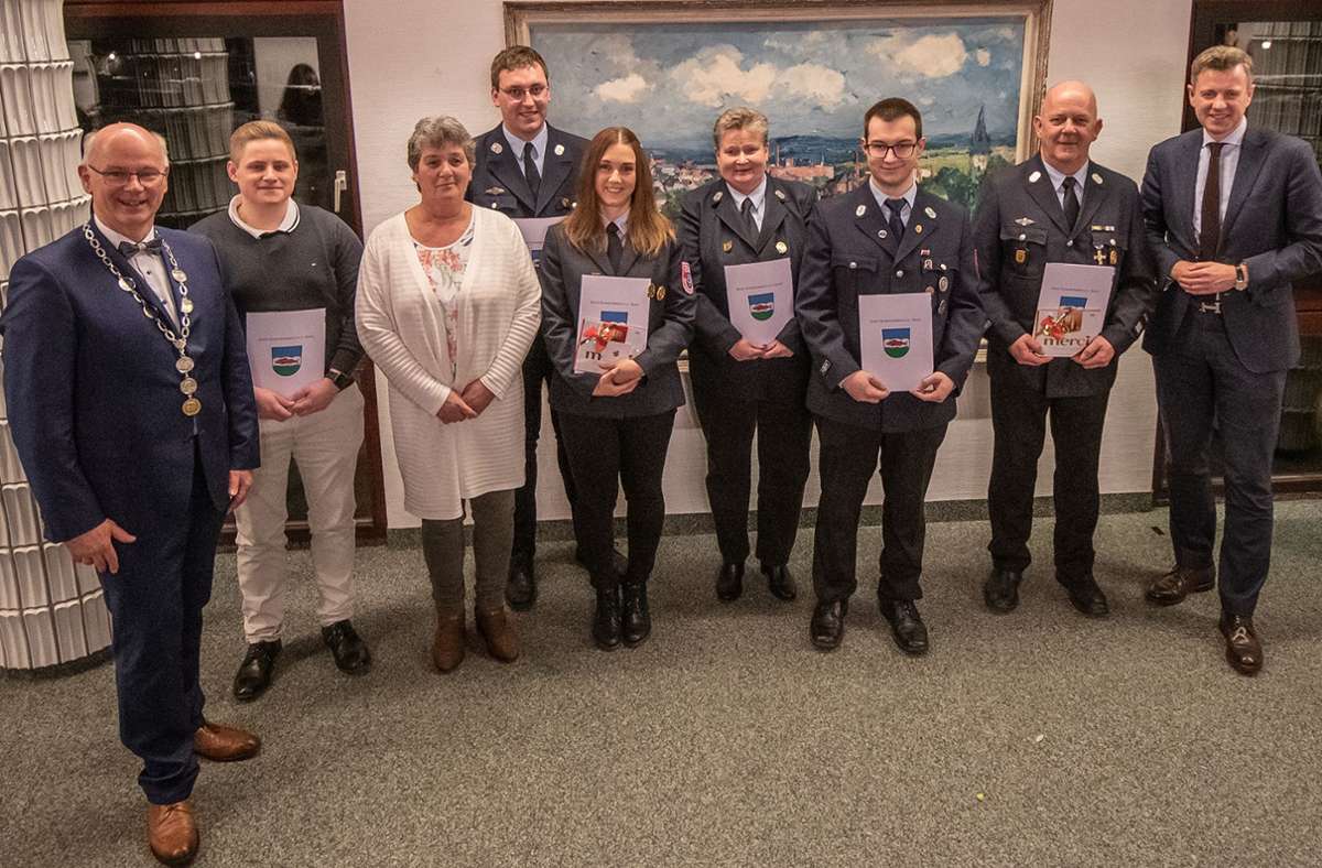 Geehrte der Turnerschaft beim Neujahrsempfang der Stadt Schwarzenbach